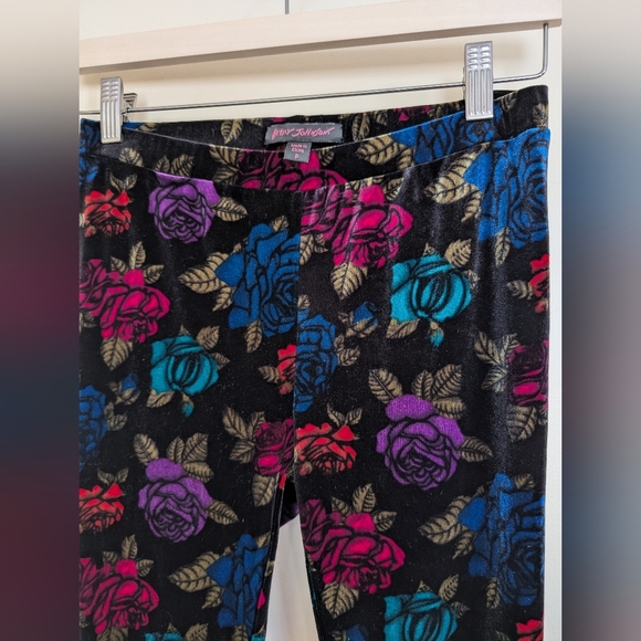 Betsey Johnson rose floral stretch velvet leggings p xs - Picture 2 of 8